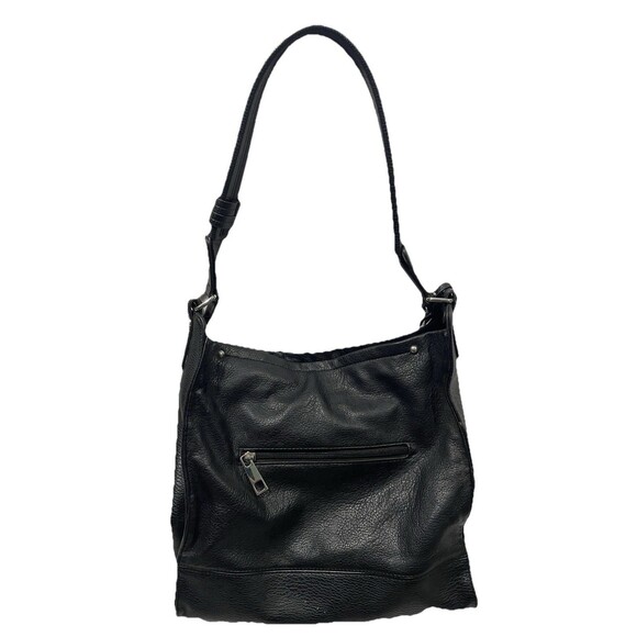 Sondra Roberts Handbags - Sondra Roberts Squared Black Faux Leather Hobo Tote Purse With Tassel